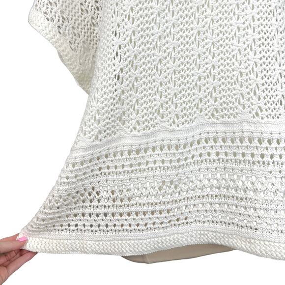 Topshop Women's S Open Knit Mock Neck Pointelle Oversize Boxy Sweater White - Picture 6 of 13